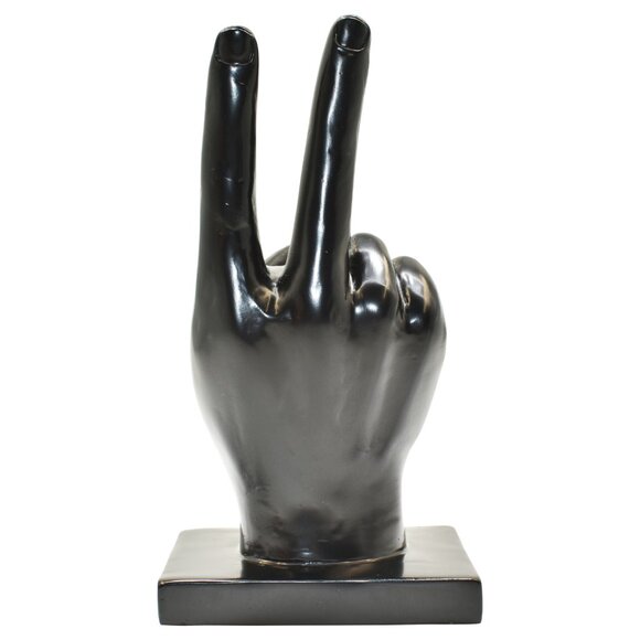 Adam & Friends Home Decor Peace Sign Sculpture | 1-Piece | Black - Picture 2 of 4